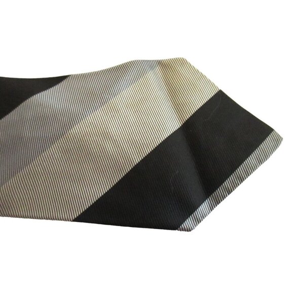 Vintage Mens Silk Neck Tie Red 3.75” 54" Don Loper grey Stripes - Picture 2 of 6